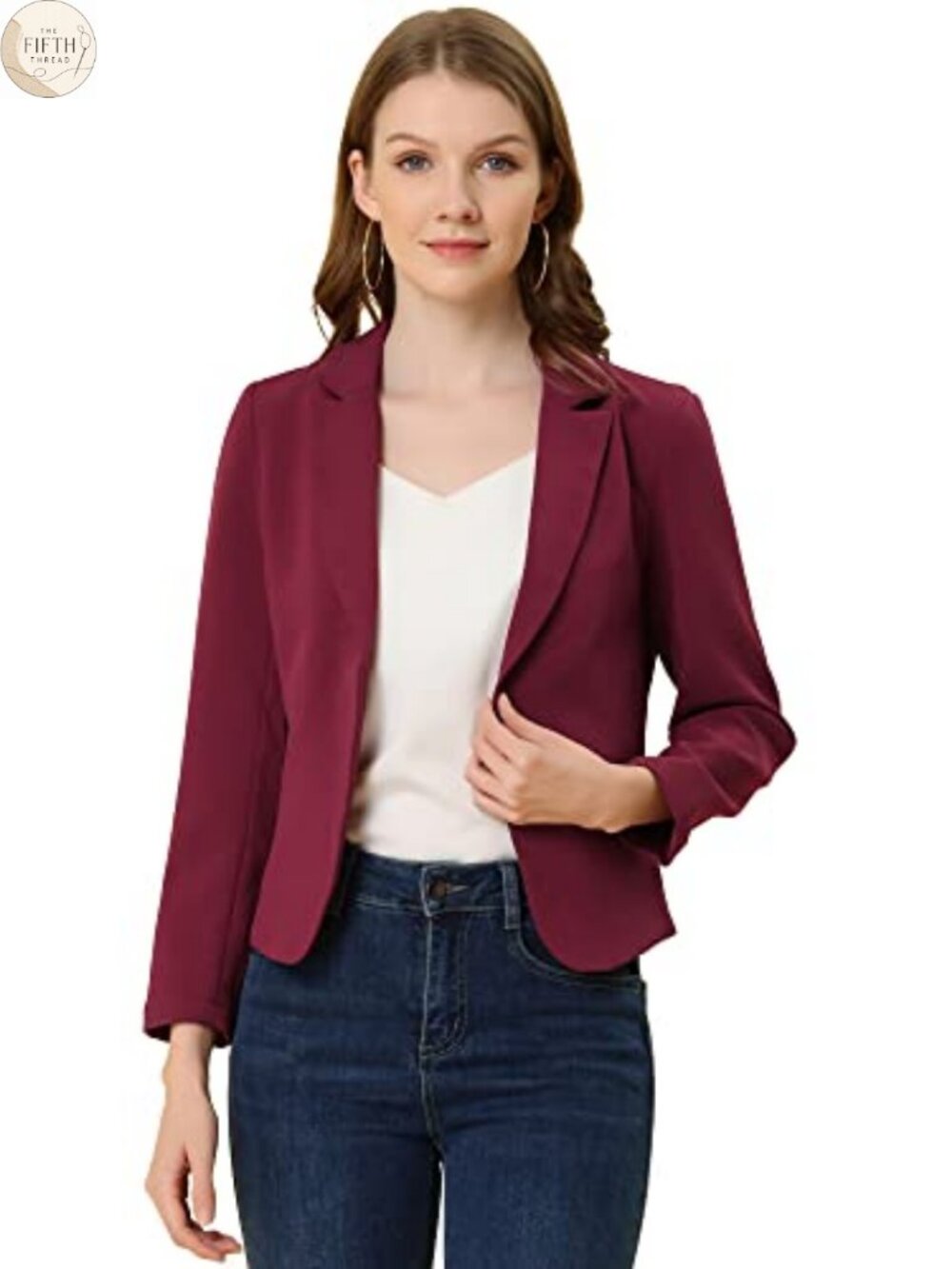 Dressy Casual Open Front Blazer Long Sleeve Lightweight Crop Work Business